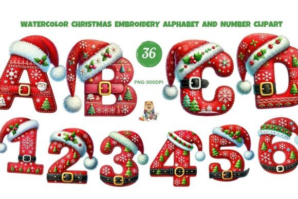 Christmas Embroidery Alphabet Clipart Review for Etsy Sellers