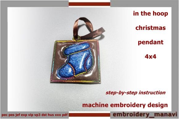 Pendant with Christmas Boots Embroidery