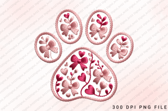 Pink Bow Paw Print Embroidery Design Review